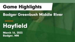 Badger Greenbush Middle River vs Hayfield  Game Highlights - March 16, 2023