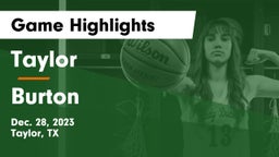 Taylor  vs Burton  Game Highlights - Dec. 28, 2023
