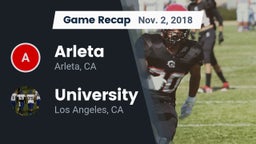 Recap: Arleta  vs. University  2018