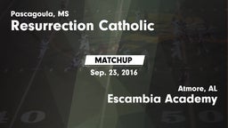 Matchup: Resurrection Catholi vs. Escambia Academy  2016
