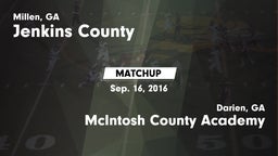 Matchup: Jenkins County vs. McIntosh County Academy  2016