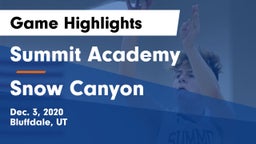 Summit Academy  vs Snow Canyon  Game Highlights - Dec. 3, 2020