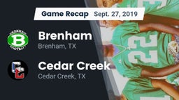 Recap: Brenham  vs. Cedar Creek  2019