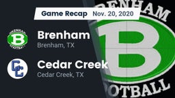 Recap: Brenham  vs. Cedar Creek  2020