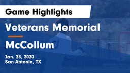 Veterans Memorial vs McCollum  Game Highlights - Jan. 28, 2020