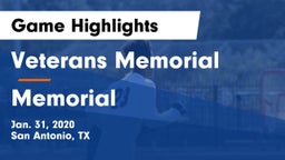 Veterans Memorial vs Memorial  Game Highlights - Jan. 31, 2020