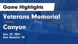 Veterans Memorial vs Canyon  Game Highlights - Jan. 29, 2021