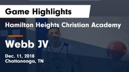 Hamilton Heights Christian Academy  vs Webb JV Game Highlights - Dec. 11, 2018