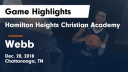 Hamilton Heights Christian Academy  vs Webb  Game Highlights - Dec. 20, 2018