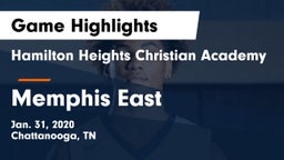 Hamilton Heights Christian Academy  vs Memphis East  Game Highlights - Jan. 31, 2020