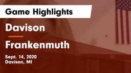 Davison  vs Frankenmuth  Game Highlights - Sept. 14, 2020