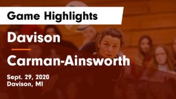 Davison  vs  Carman-Ainsworth   Game Highlights - Sept. 29, 2020