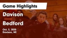 Davison  vs Bedford Game Highlights - Oct. 3, 2020