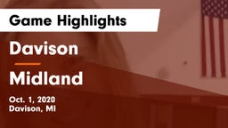Davison  vs Midland  Game Highlights - Oct. 1, 2020