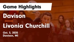 Davison  vs Livonia Churchill Game Highlights - Oct. 3, 2020