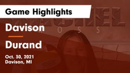 Davison  vs Durand  Game Highlights - Oct. 30, 2021
