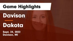 Davison  vs Dakota  Game Highlights - Sept. 24, 2022