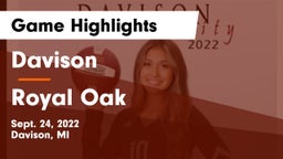 Davison  vs Royal Oak Game Highlights - Sept. 24, 2022