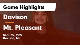 Davison  vs Mt. Pleasant  Game Highlights - Sept. 29, 2022
