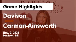 Davison  vs  Carman-Ainsworth   Game Highlights - Nov. 2, 2022