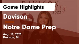 Davison  vs Notre Dame Prep  Game Highlights - Aug. 18, 2023