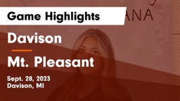 Davison  vs Mt. Pleasant  Game Highlights - Sept. 28, 2023