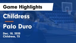 Childress  vs Palo Duro  Game Highlights - Dec. 18, 2020