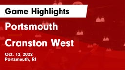 Portsmouth  vs Cranston West Game Highlights - Oct. 12, 2022