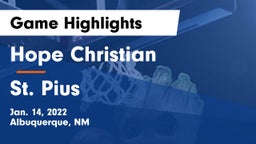 Hope Christian  vs St. Pius  Game Highlights - Jan. 14, 2022