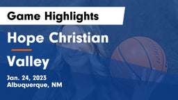 Hope Christian  vs Valley  Game Highlights - Jan. 24, 2023