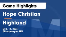 Hope Christian  vs Highland   Game Highlights - Dec. 14, 2023