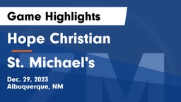 Hope Christian  vs St. Michael's  Game Highlights - Dec. 29, 2023
