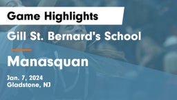 Gill St. Bernard's School vs Manasquan  Game Highlights - Jan. 7, 2024