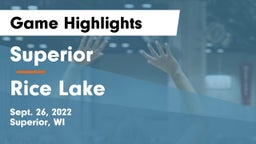 Superior  vs Rice Lake  Game Highlights - Sept. 26, 2022