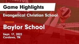 Evangelical Christian School vs Baylor School Game Highlights - Sept. 17, 2022