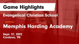 Evangelical Christian School vs Memphis Harding Academy Game Highlights - Sept. 27, 2022