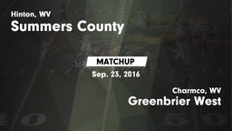 Matchup: Summers County vs. Greenbrier West  2016