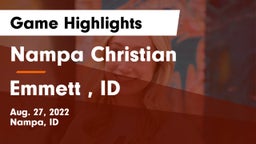 Nampa Christian  vs Emmett , ID Game Highlights - Aug. 27, 2022