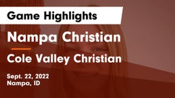 Nampa Christian  vs Cole Valley Christian  Game Highlights - Sept. 22, 2022
