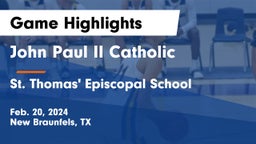 John Paul II Catholic  vs St. Thomas' Episcopal School Game Highlights - Feb. 20, 2024