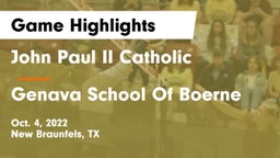 John Paul II Catholic  vs Genava School Of Boerne  Game Highlights - Oct. 4, 2022