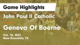 John Paul II Catholic  vs Geneva Of Boerne Game Highlights - Oct. 18, 2022