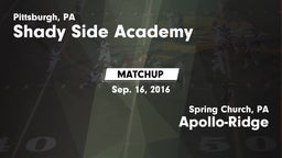 Matchup: Shady Side Academy vs. Apollo-Ridge  2016