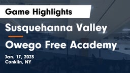 Susquehanna Valley  vs Owego Free Academy  Game Highlights - Jan. 17, 2023