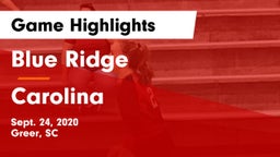 Blue Ridge  vs Carolina Game Highlights - Sept. 24, 2020