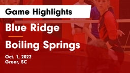 Blue Ridge  vs Boiling Springs Game Highlights - Oct. 1, 2022