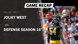 Recap: Joliet West  vs. Defense Season 16' 2017
