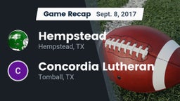 Recap: Hempstead  vs. Concordia Lutheran  2017