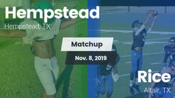 Matchup: Hempstead vs. Rice  2019