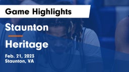 Staunton  vs Heritage  Game Highlights - Feb. 21, 2023